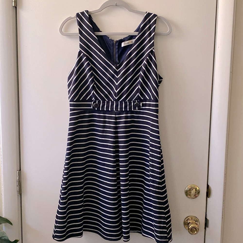 Sunny Girl Navy and White Striped Dress from ModCloth